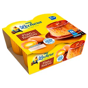 LA LECHERA Flan de huevo elaborado con huevos extra frescos y sin gluten 4x100 g.