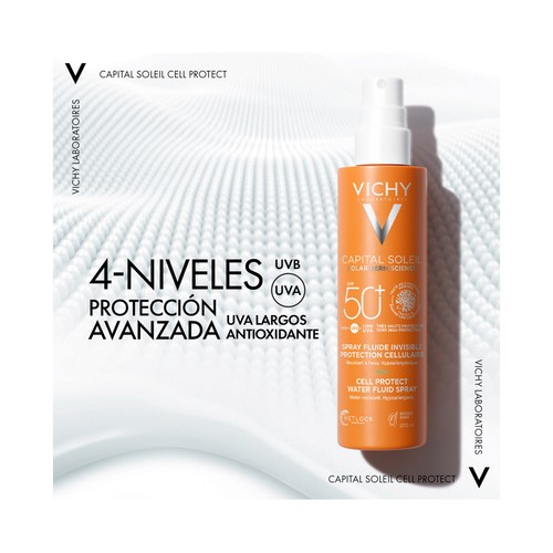VICHY Protector solar en spray, resistente al agua y con FPS 50+ (muy alta) VICHY Capital soleil 200 ml.