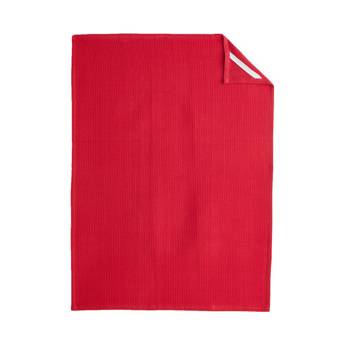 Paño de cocina tejido nido de abeja 100% algodón color rojo, 230g/m², 50x70cm ACTUEL.