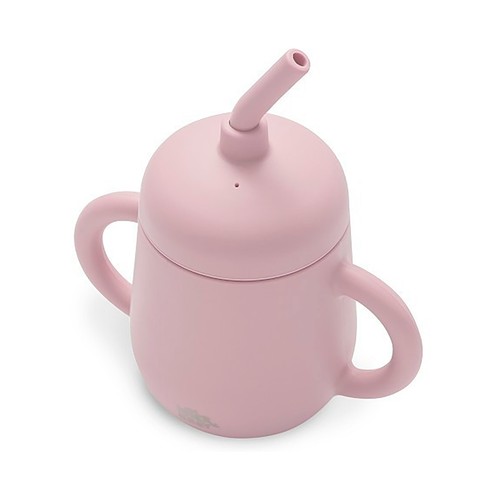 Vaso antigoteo + pajita de silicona, color rosa, INTERBABY.