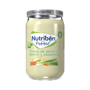 Imagen de NUTRIBÉN Potitos® de crema de patata, puerro y zanahorias a partir de 6 meses 235 g.