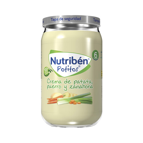 NUTRIBÉN Potitos® de crema de patata, puerro y zanahorias a partir de 6 meses 235 g.