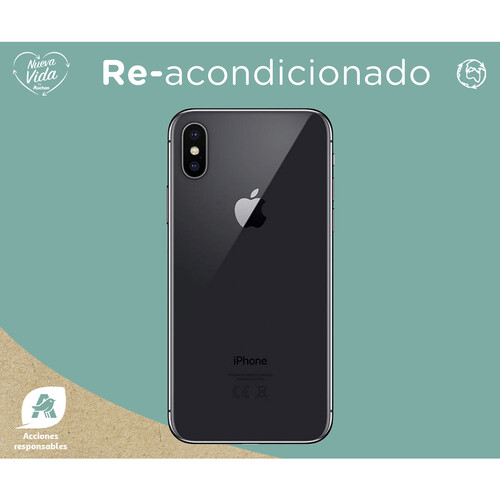 Apple iPHONE X space grey (REACONDICIONADO), A11, 256GB, 2436 x 1125px, 12 Mpx, iOS 11.