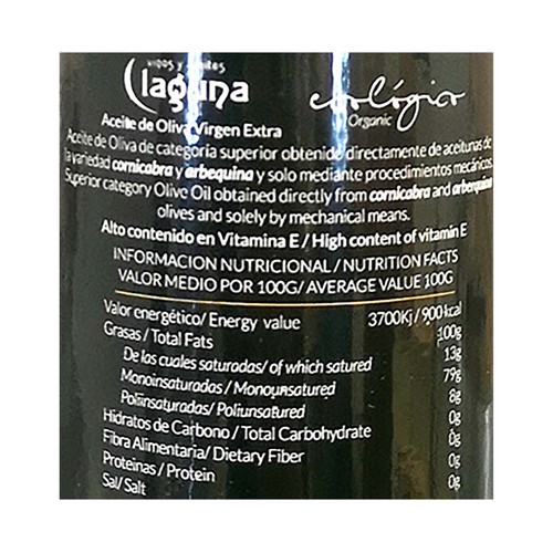 ALM A DE LAGUNA Aceite de oliva virgen extra ecológico ALMA DE LAGUNA 500 ml.