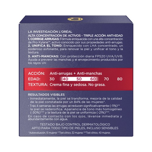 L´ORÉAL PARIS Revitalift laser 50 ml Crema de día anti-edad y renovadora con SPF 20 y Proxylane.