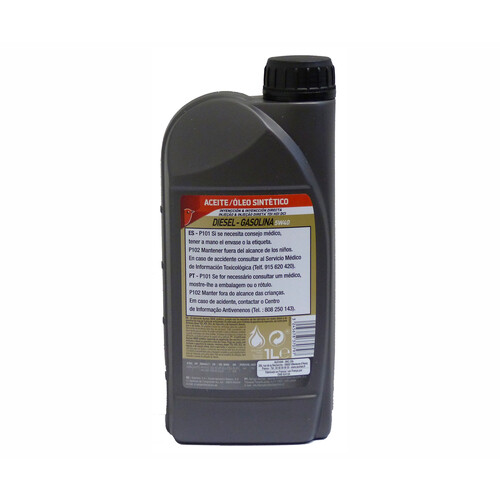 Aceite sintético para vehículos con motores de gasolina o diésel PRODUCTO ALCAMPO, 1 litro.