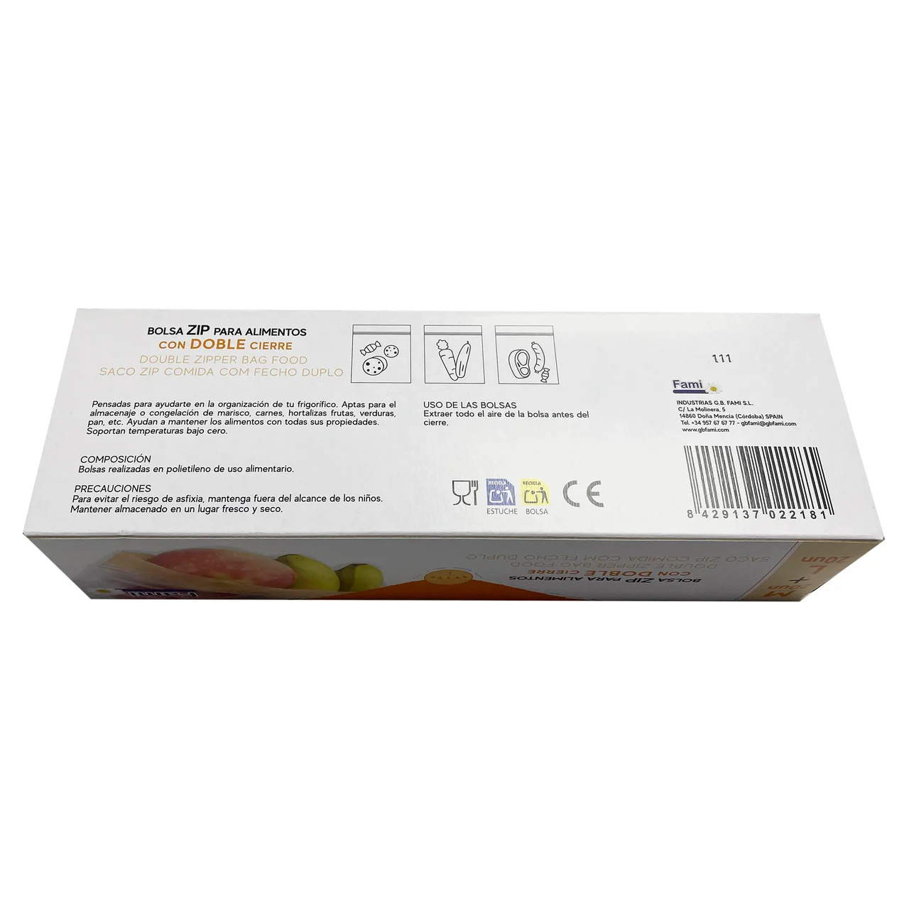 FAMI Bolsas zip para alimentos FAMI 20 uds. 18 x 27, 5 cm + 20 uds. 21 x 32,8 cm