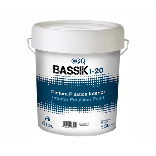 Pintura plástica interior, blanco mate, BASSIK, 4L.