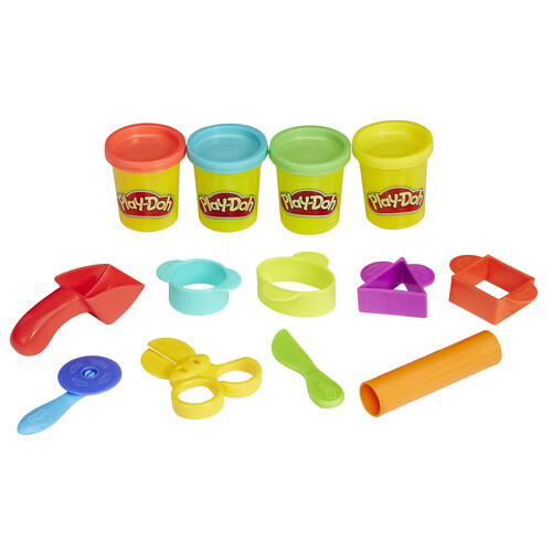 Juego de plastilina Play-Doh con 4 botes de plastilina y con cortadores y accesorios para que los más pequeños no paren de crear, PLAY-DOH