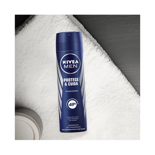 NIVEA Men protege & cuida Desodorante en spray para hombre, antitranspirante hasta 48 horas 200 ml.