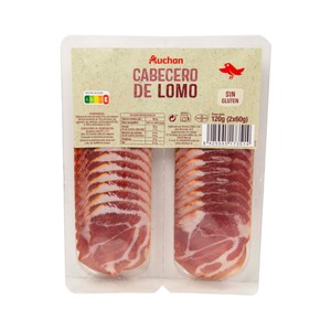 Imagen de AUCHAN Cabecero de lomo embuchado, sin gluten y cortado en lonchas 2 x 60 g. Producto Alcampo