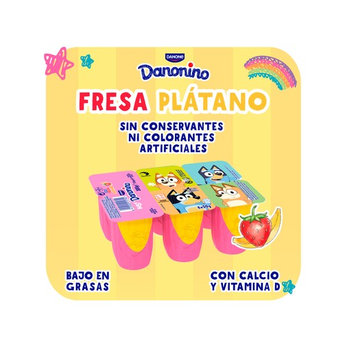 DANONINO Petit suisse, sabor fresa y plátano DANONINO de Danone 6 x 50 g.