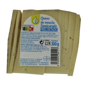 Imagen de PRODUCTO ECONÓMICO ALCAMPO Queso mezcla semicurado precortado PRODUCTO ECONÓMICO ALCAMPO YA CORTADO 300 g.