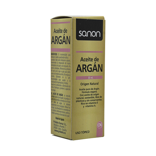 SANON Aceite de argán de origen natural con acción hidratante y revitalizante, para todo tipo de pieles SANON 30 ml.