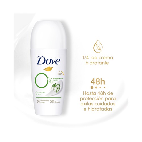 DOVE Desodorante roll on para mujer, con extracto de pepino DOVE Go fresh 50 ml.