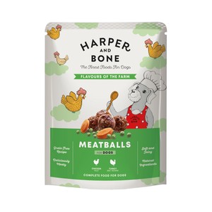 HARPER AND BONE Albóndigas de pollo y pavo para perro. Bolsa de 300 g.