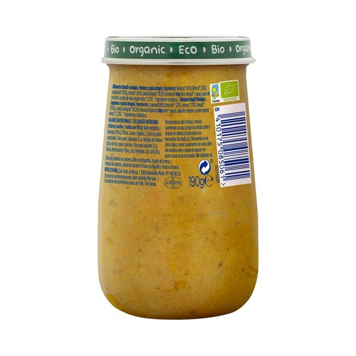 HERO Solo Tarrito de verduras ecológicas con pasta integral, a partir de 8 meses 190 g.