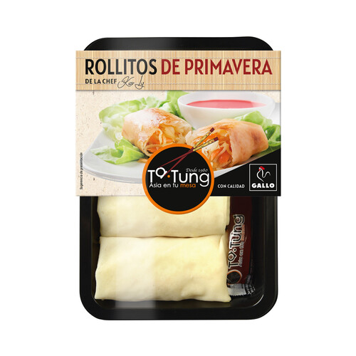 TA-TUNG Rollitos de primavera con sobre de salsa, listos para calentar y comer TA-TUNG 280 g.