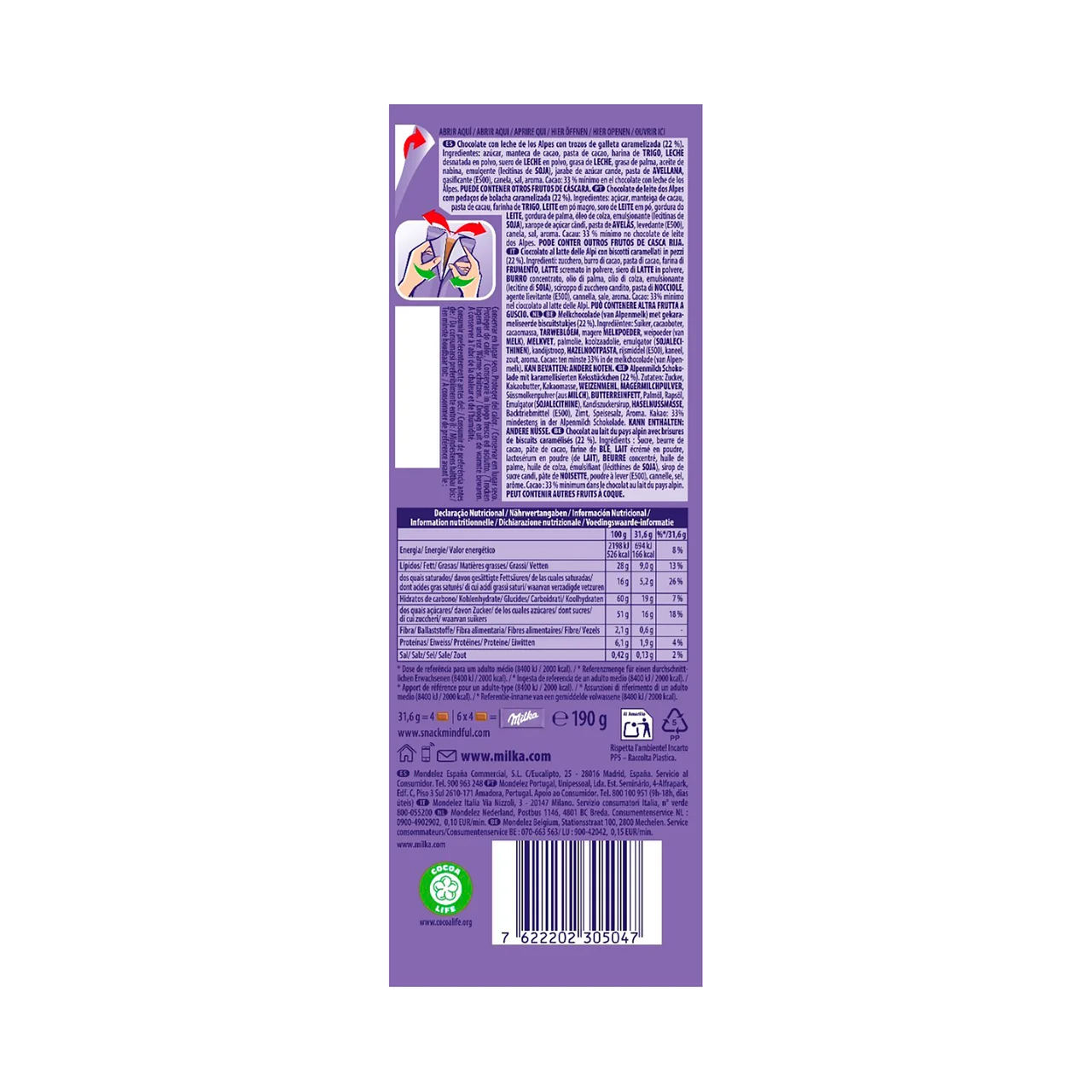 Chocolate de leche biscoff 190gr