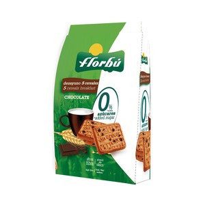 Galletas 5 cereales, chocolate, sin azúcares añadidos 340 g.