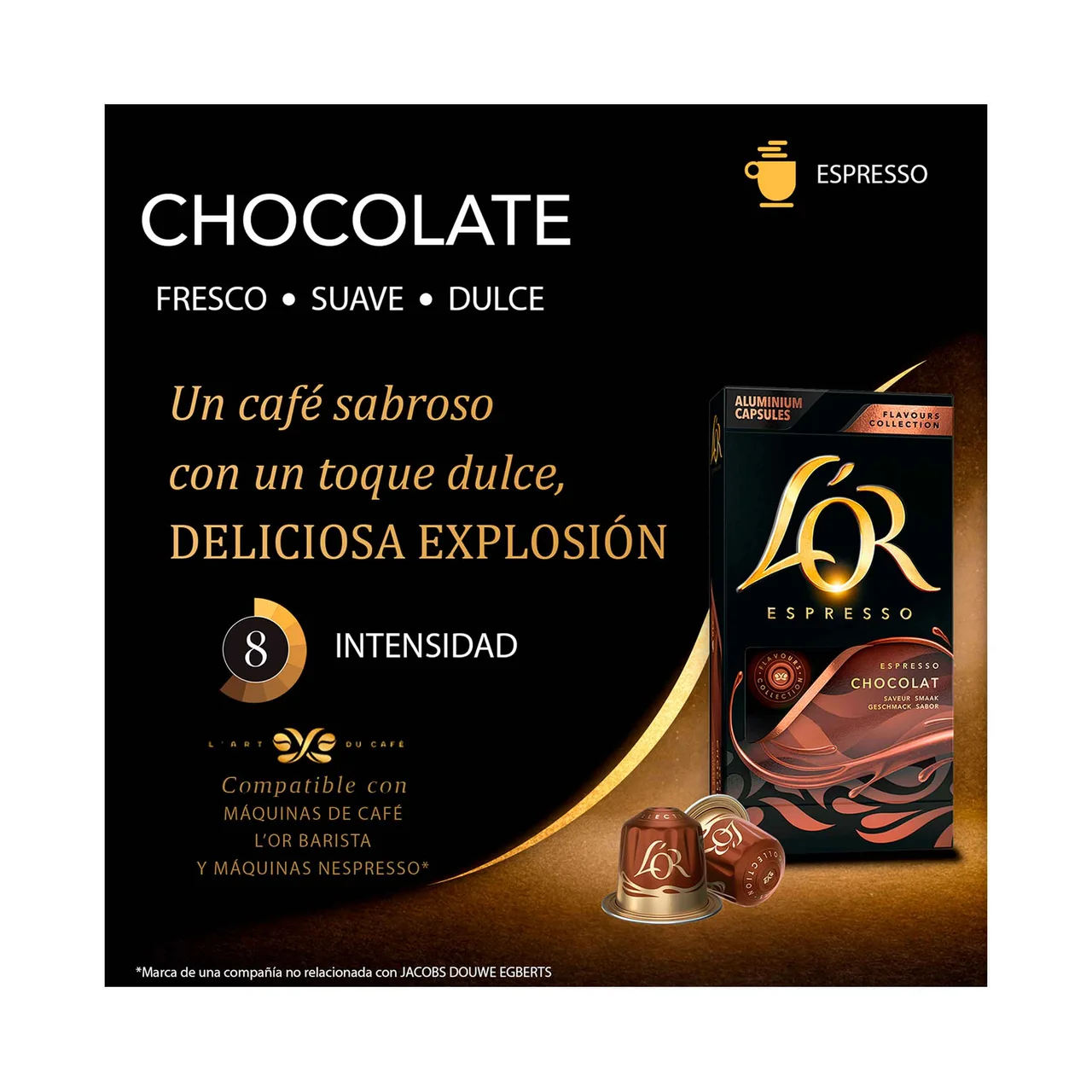 L"OR Café en cápsulas sabor chocolate 10 uds.