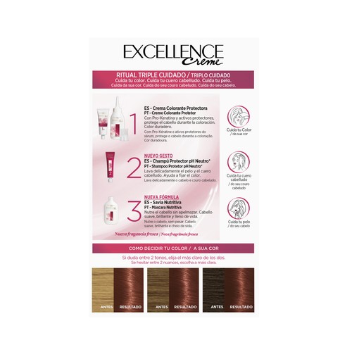 L´ORÉAL PARIS Tinte de pelo permanente tono 5.6 Caoba L´ORÉAL PARIS Excellence creme.