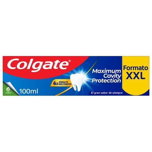 COLGATE Maximum caries protection Pasta de dientes con flúor, calcio y protección frente a las caries con sabor a menta 100 ml.