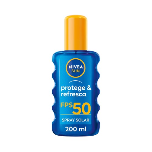 NIVEA Sun protege & refresca Protector solar en spray, con acción refrescante y factor de protección 50 (muy alto) 200 ml.