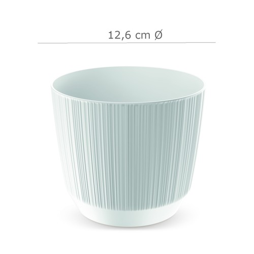Maceta 13x11 cm color blanco diseño relieve fabricada en plástico, SANDY ROUND.