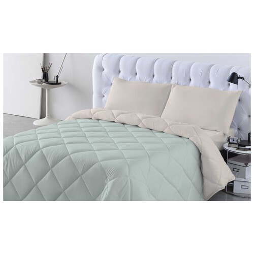 Relleno nórdico bicolor reversible para cama de 160/180cm, 300g/m², NATURALS, color beige/verde.