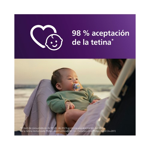 AVENT Ultra air de Philips Chupetes de 0 a 6 meses, con tetina con diseño ortodóntico 2 uds.