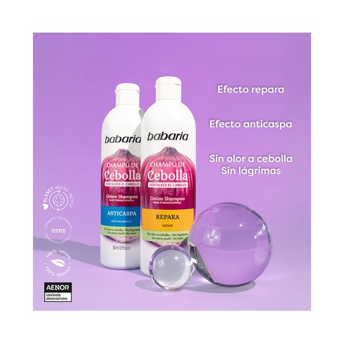BABARIA Champú anticaspa de cebolla 380 ml.