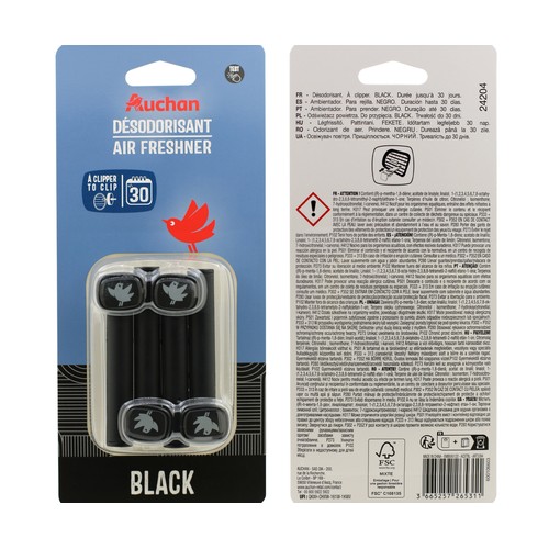 Ambientador para el coche clip black, AUCHAN.
