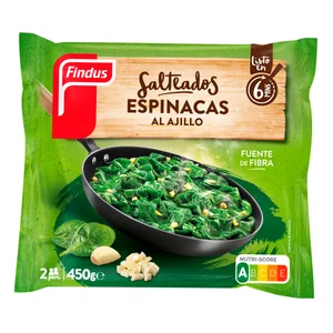 FINDUS Salteado de espinacas al ajillo, listo en tan sólo 6 minutos 450 g.