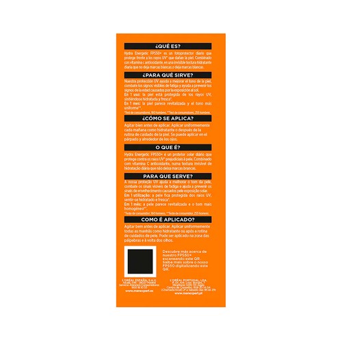 L´ORÉAL PARIS Men expert hyda energetic Fluido ultraligero no graso de uso diario con FPS 50+ 50 ml.