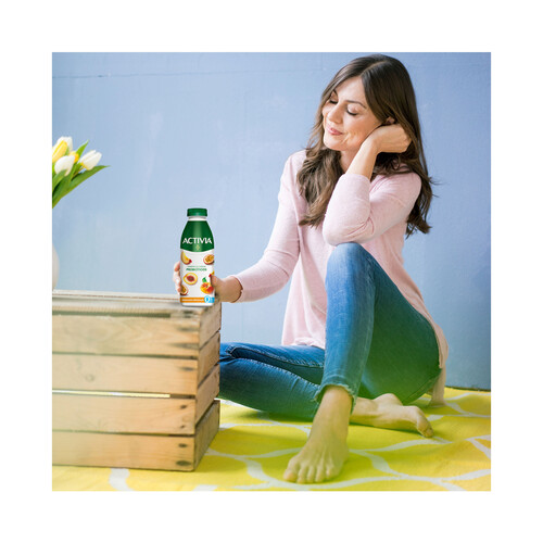 ACTIVIA Bífidus líquido para beber, 0% materia grasa y con melocotón y maracuyá ACTIVIA de Danone 515 ml.