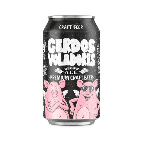 CERDOS VOLADORES Cerveza brown lata 33 cl.
