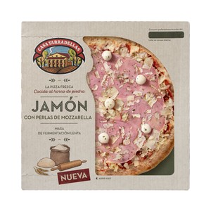 Imagen de CASA TARRADELLAS Pizza fresca de jamón con perlas de Mozzarella, cocida al horno de piedra CASA TARRADELLAS 400 g.
