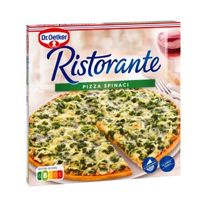 Imagen de DR. OETKER Pizza de masa fina y crujiente cubierta con tomate, espinacas y queso Ristorante 390 g.