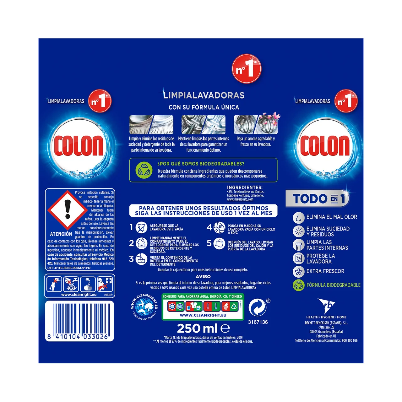 COLON Limpia lavadoras COLON 250 ml.