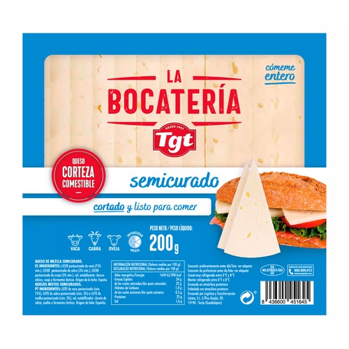 TGT La Bocatería Queso mezcla semicurado cortado 200 g.