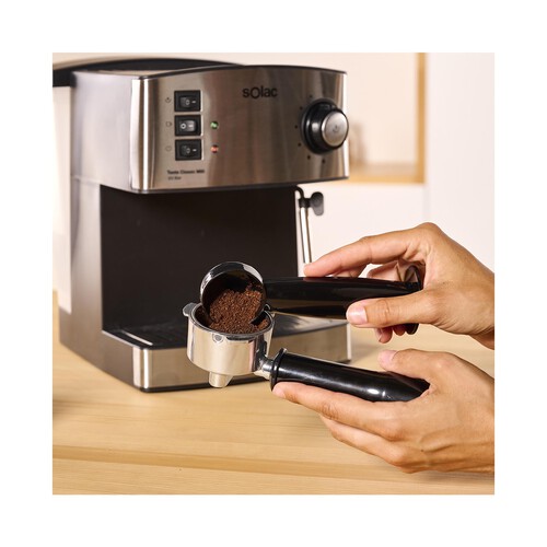 Cafetera espresso SOLAC Taste Classic M80 Inox CE4483, presión 20bar, café molido o monodosis, capacidad 1,6L, vaporizador.