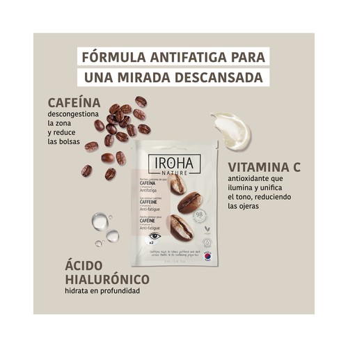 IROHA NATURA Parches antifatiga para el contorno de ojos con cafeína y vitamina C 2 uds.