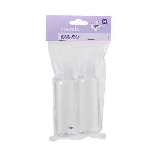 COSMIA Botellas vacias para guardar líquidos en los viajes 2 x 100 ml.
