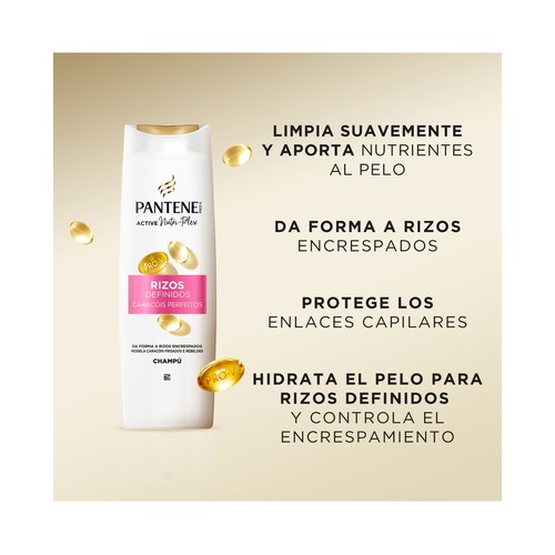 PANTENE Pro-v rizos definidos Champú para cabellos con rizos rebeldes o encrespados 225 ml.