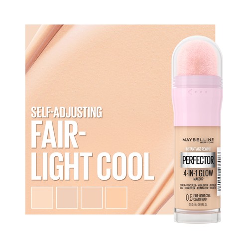 MAYBELLINE Instant perfector glow 4 en 1  tono 0.5 Fair light cool Base de maquillaje con acabado natural.
