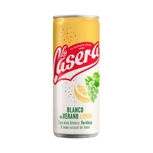 LA CASERA Blanco de verano con vino blanco verdejo y zumo natural de limón lata 25 cl.