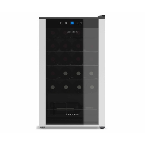 Vinoteca TAURUS CHANSON WC24C, 24 botellas, eficiencia energética: G, H: 74cm, A: 43cm, F: 45cm.