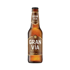 GRAN VÍA Cerveza tostada 100% malta botella 33 cl