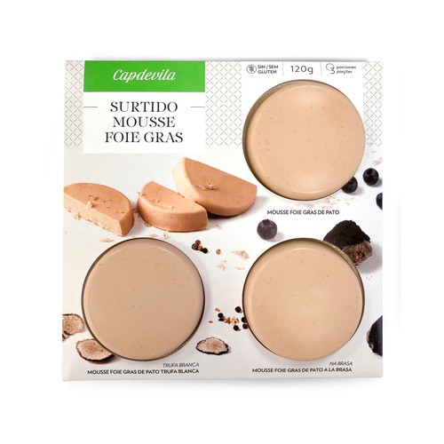 CAPDEVILLA Surtido de mousse de foie gras de pato Extreme 3 x 90 g.